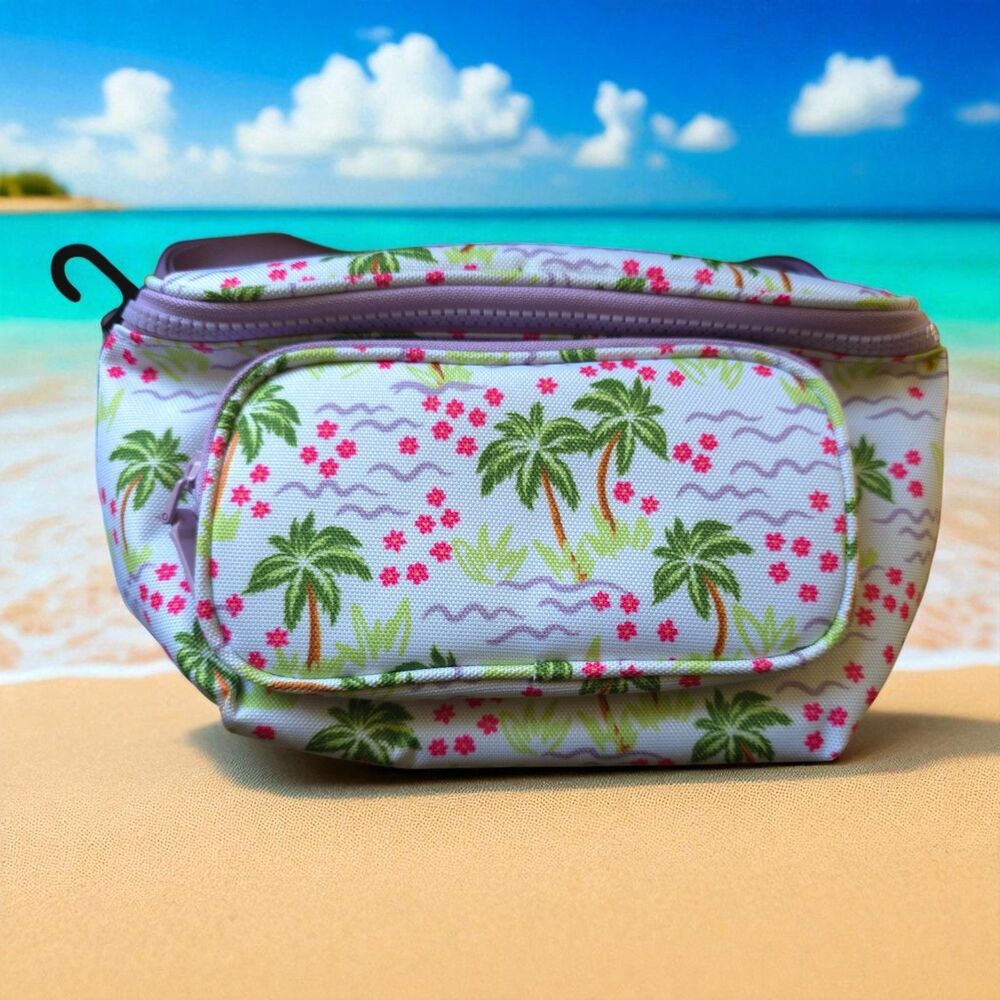 No Boundaries Beach Cooler Fanny Pack Belt Bag White Palm Waist Bag Women Travel